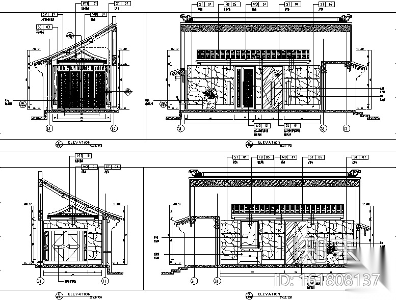 [江苏]新中式风格滨江会所空间设计施工图（附高清效果...cad施工图下载【ID:161808137】