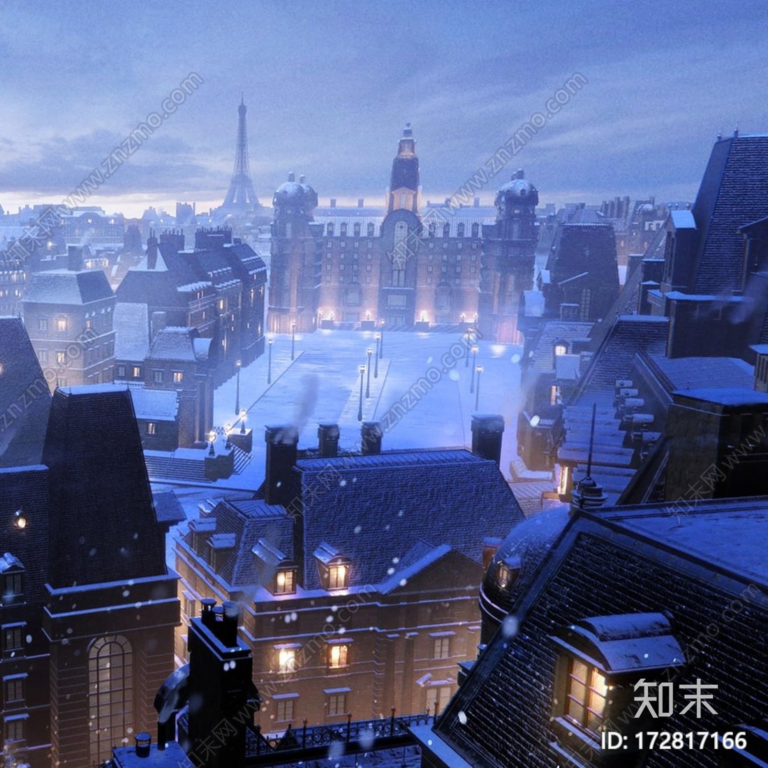 欧式雪景CG模型下载【ID:172801166】