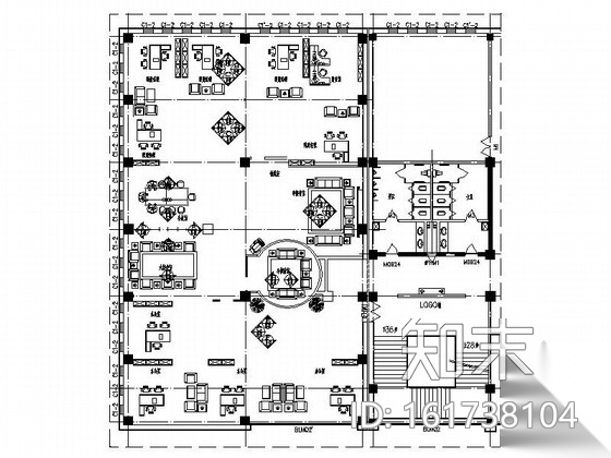 [内蒙]高档酒店区域内现代风格金融机构室内装修施工图（...cad施工图下载【ID:161738104】