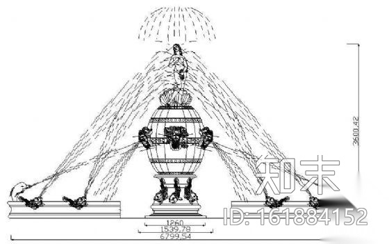 西式水池喷泉cad施工图下载【ID:161884152】