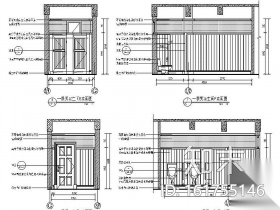 新古典售楼部卫生间装修图cad施工图下载【ID:161755146】