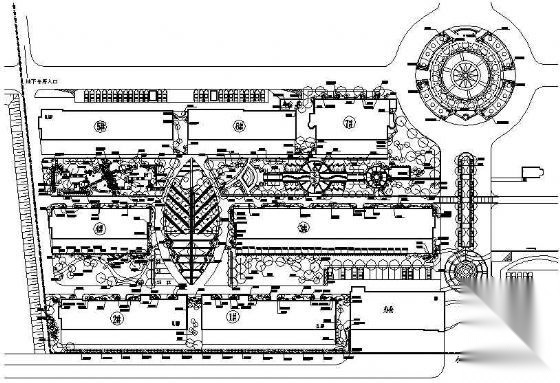 某小区乔木绿化平面图cad施工图下载【ID:161116111】