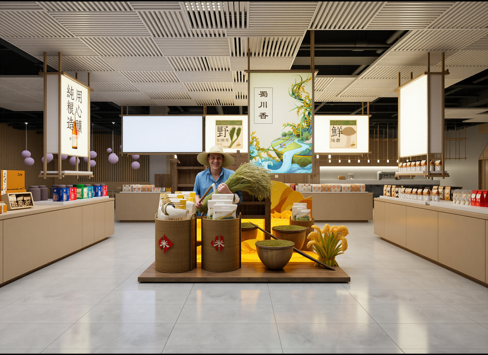 现代农产品展厅3D模型下载【ID:1214699323】