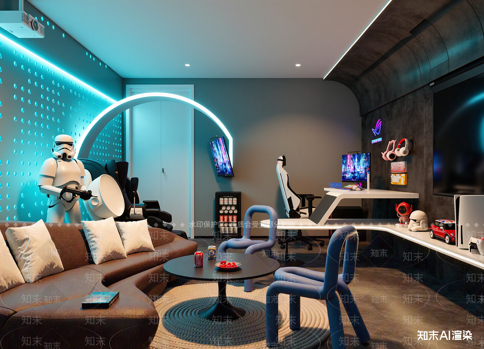 现代影音室3D模型下载【ID:1214165652】