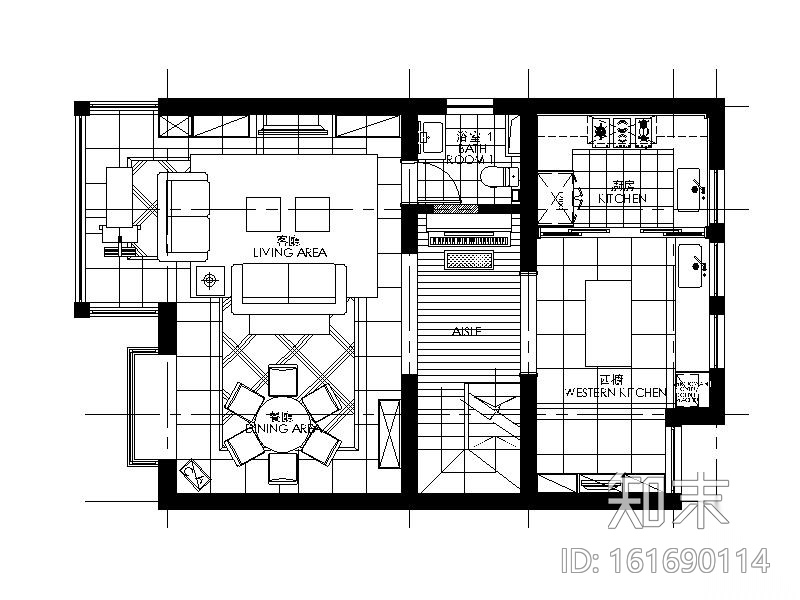 田园风格独栋别墅设计CAD施工图（含效果图）施工图下载【ID:161690114】