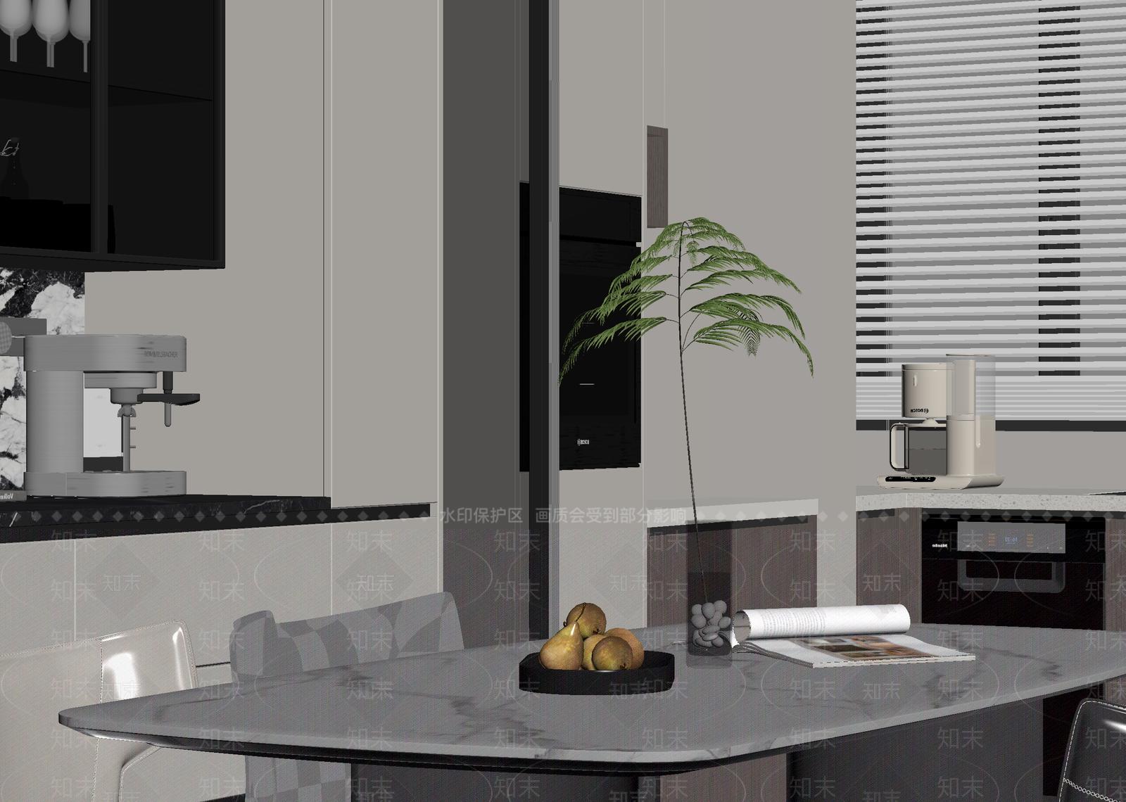 现代开放式厨房3D模型下载【ID:1214789457】