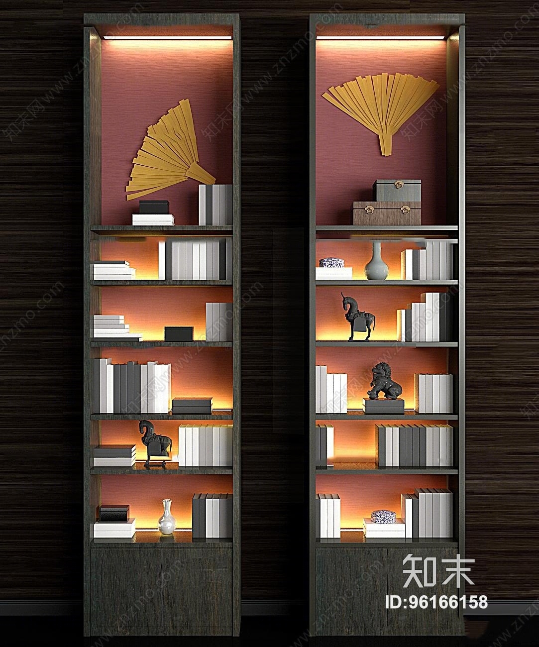 现代书柜书箱3D模型下载【ID:96166158】