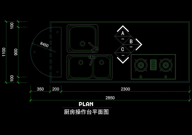 厨房立剖面图集cad图块cad施工图下载【ID:149669102】