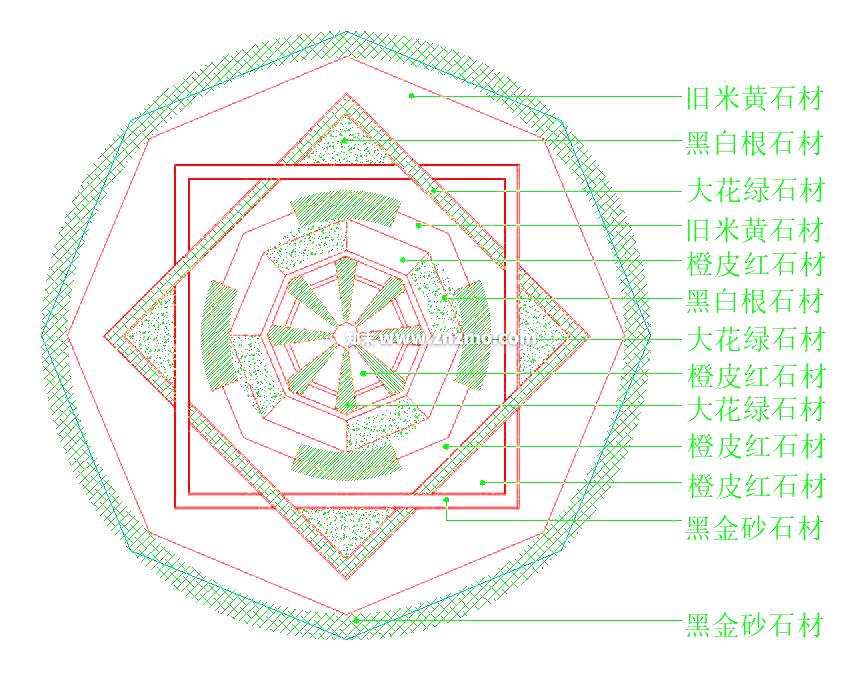 地面拼花cad施工图下载【ID:180873114】