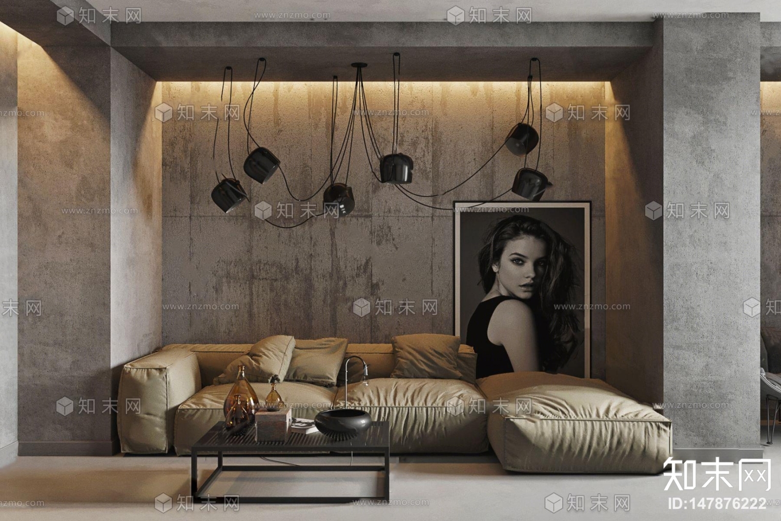 工业客厅餐厅3D模型下载【ID:147876222】