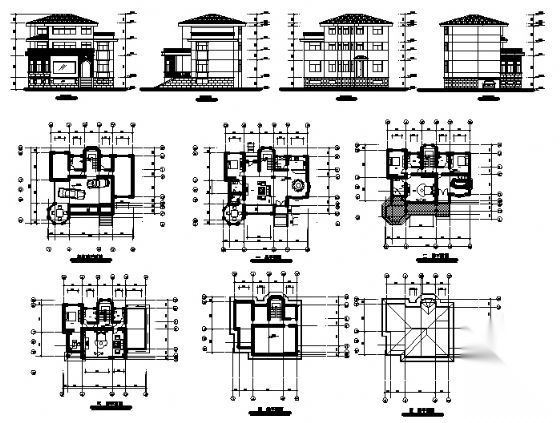 月亮湾某三层别墅建筑方案图cad施工图下载【ID:149920161】