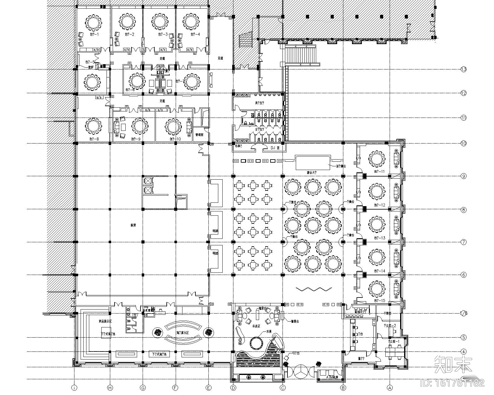 安徽芜湖碧桂园酒店餐饮区整套施工图纸cad施工图下载【ID:161761182】