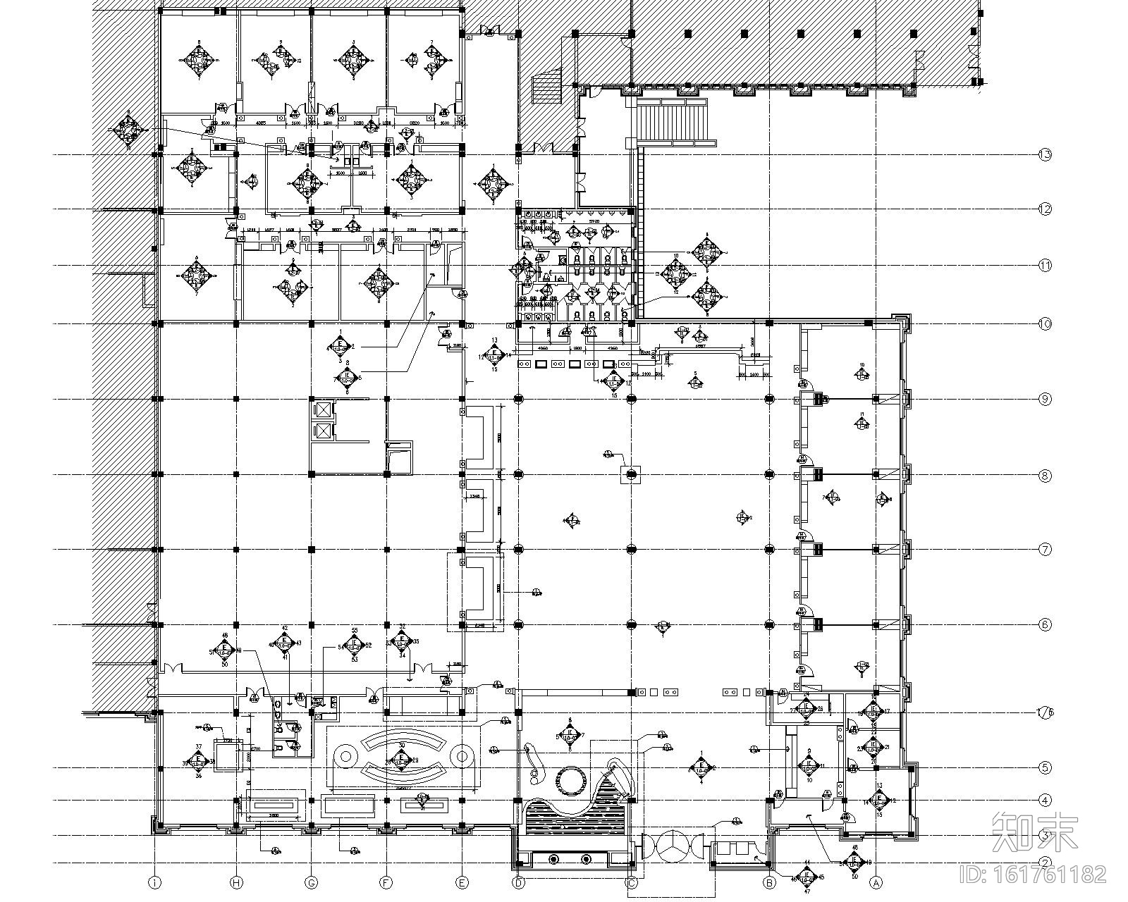 安徽芜湖碧桂园酒店餐饮区整套施工图纸cad施工图下载【ID:161761182】