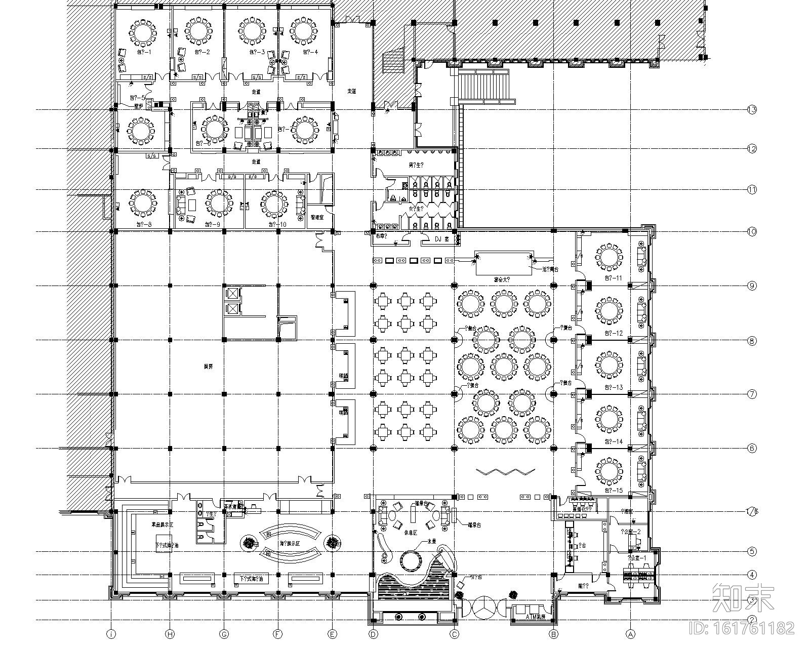 安徽芜湖碧桂园酒店餐饮区整套施工图纸cad施工图下载【ID:161761182】