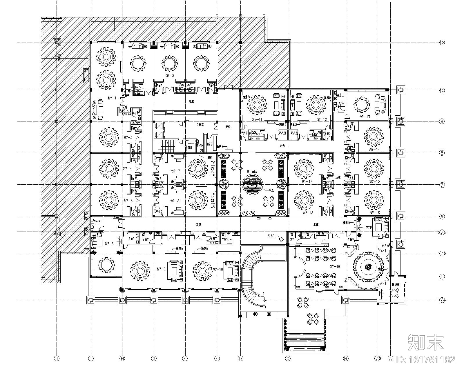 安徽芜湖碧桂园酒店餐饮区整套施工图纸cad施工图下载【ID:161761182】