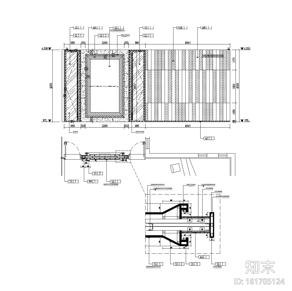 后现代风格售楼处装修设计施工图（附效果图）cad施工图下载【ID:161705124】