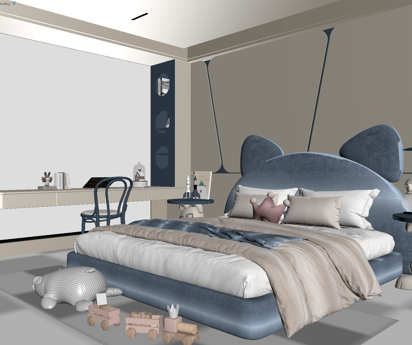 现代通用儿童房3D模型下载【ID:1215142343】