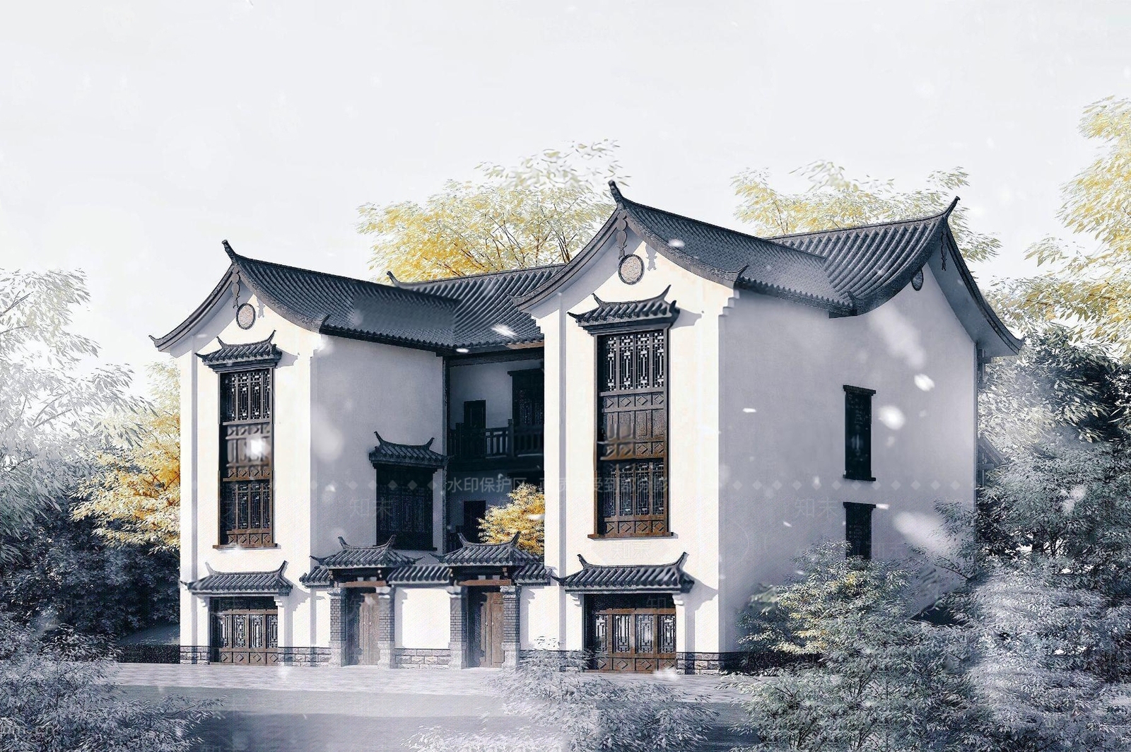 中式别墅3D模型下载【ID:160196399】