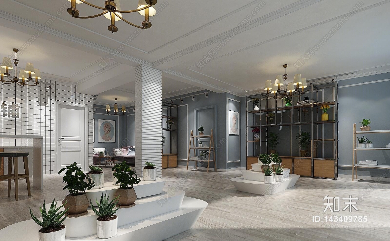 简欧花店3D模型下载【ID:143409785】