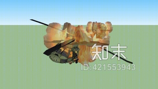 爆炸的直升机SU模型下载【ID:421553943】