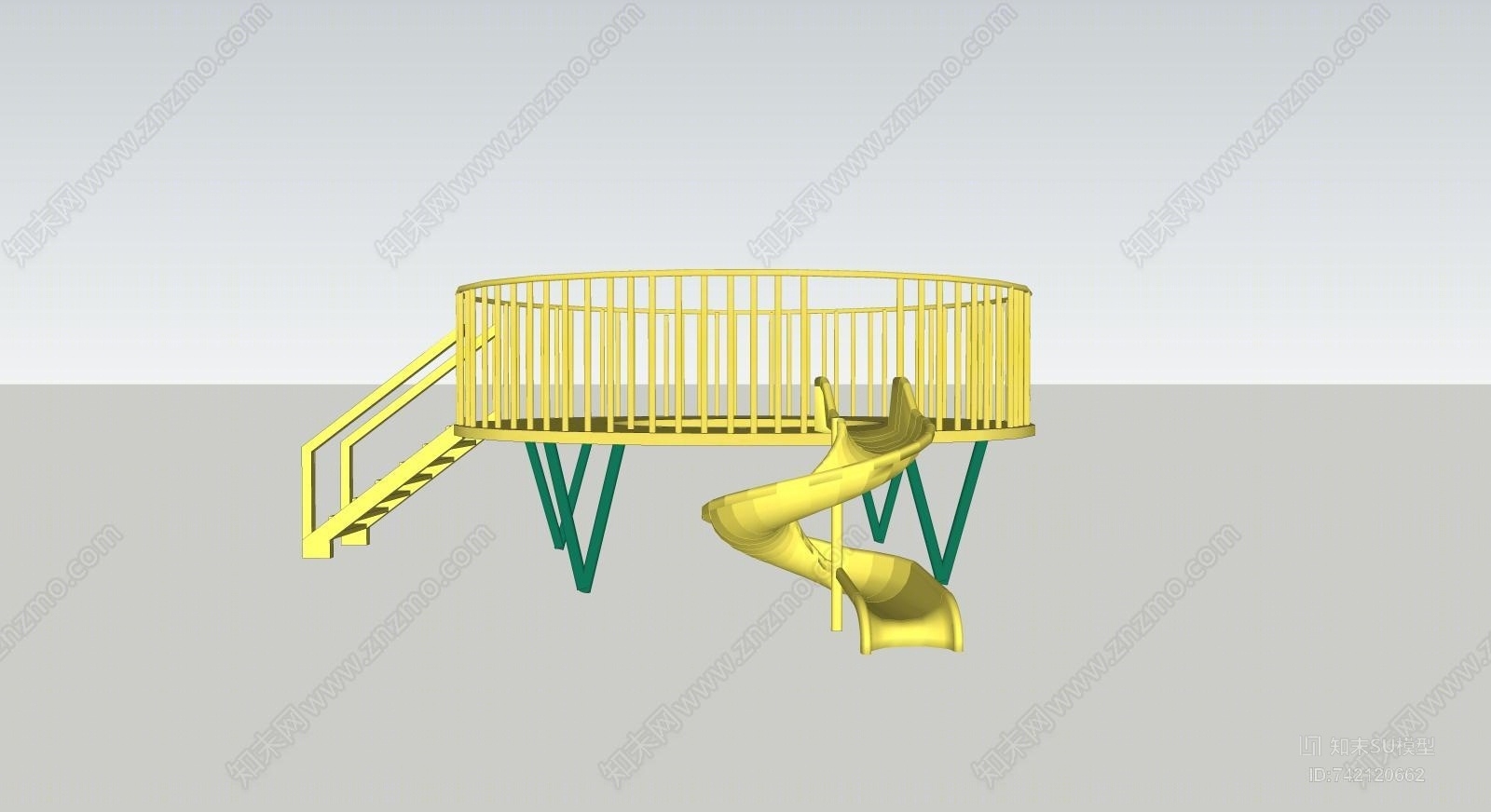 儿童小型游乐滑滑梯SU模型下载【ID:742120662】