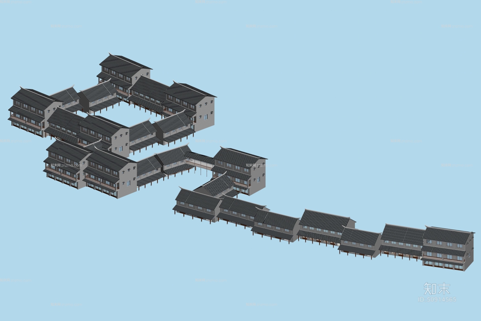 户外中式古建筑233D模型下载【ID:50914565】