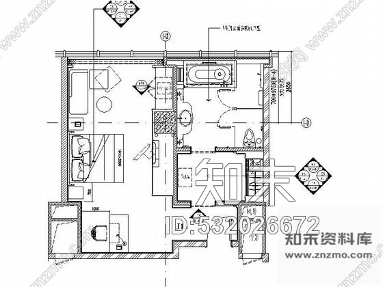 施工图豪华酒店J户型客房装修图施工图下载【ID:532026672】