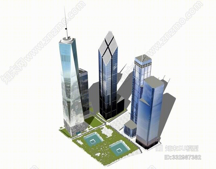 纽约新世贸中心大厦SU模型下载【ID:332987382】