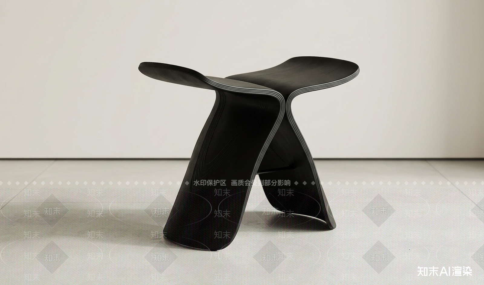 现代凳子3D模型渲染效果图