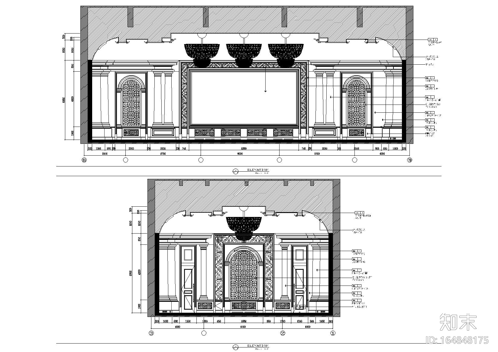 [北京]人民大会堂江苏厅室内装饰设计施工图cad施工图下载【ID:164848175】