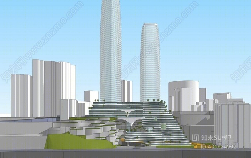 现代商业街综合体SU模型下载【ID:431624902】