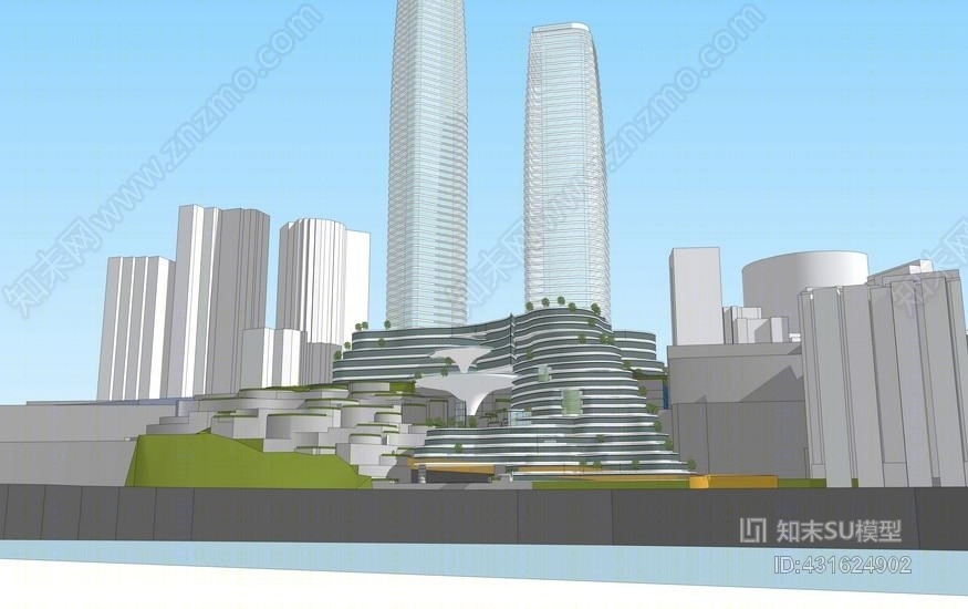 现代商业街综合体SU模型下载【ID:431624902】