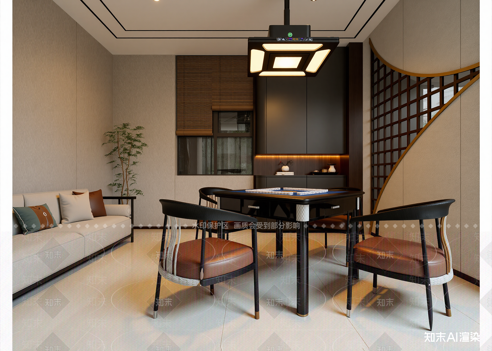 新中式茶室3D模型下载【ID:1214973912】