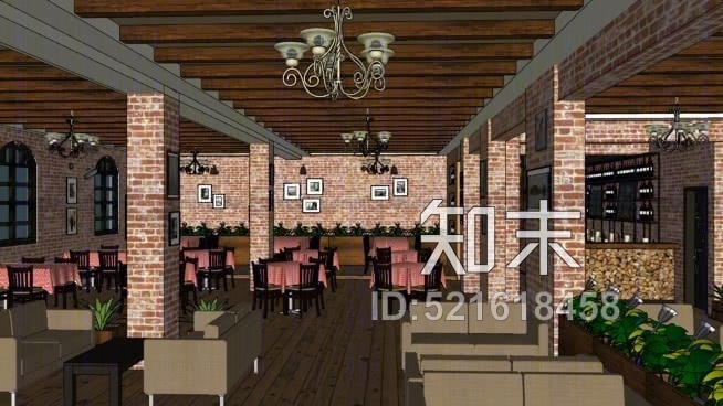 乡村酒吧餐厅SU模型下载【ID:521618458】