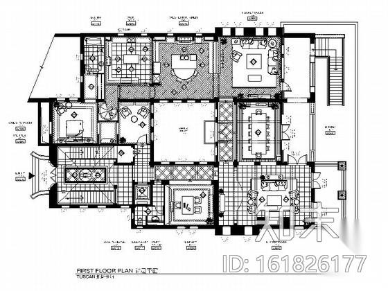 [上海]托斯卡纳风情别墅室内精装修施工图（含效果图）cad施工图下载【ID:161826177】