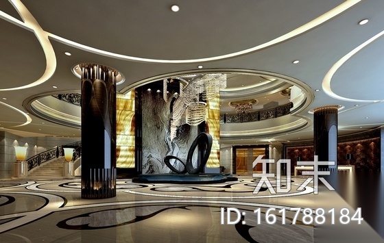 [黄山]清新雅致四星级花园酒店大堂装修施工图（含效果）cad施工图下载【ID:161788184】