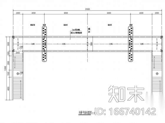 钢桁架结构商业街人行天桥结构图施工图下载【ID:166740142】