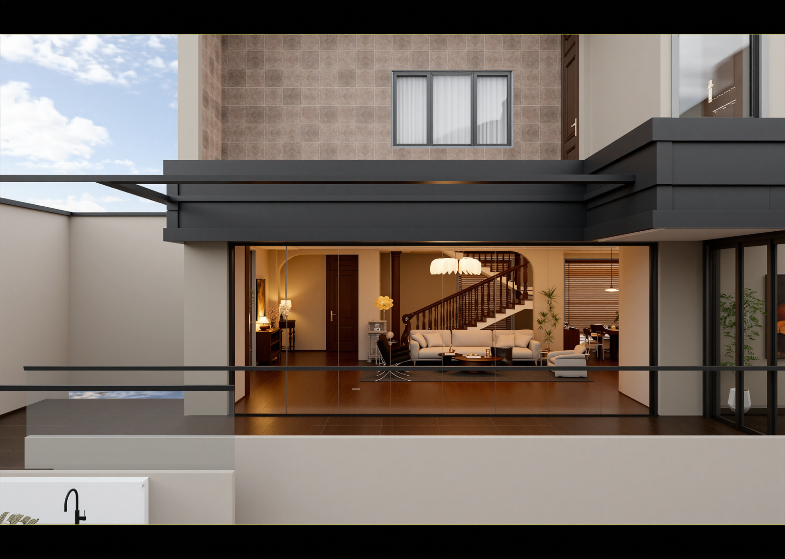 美式独栋别墅3D模型下载【ID:1215011977】