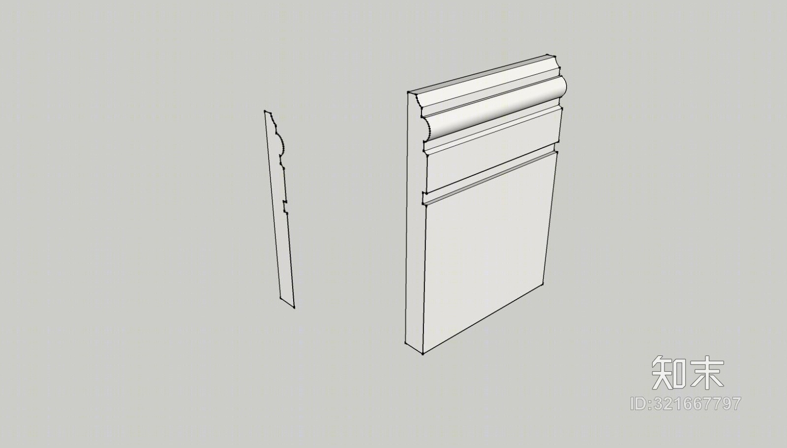 踢脚线剖面线条SU模型下载【ID:321667797】