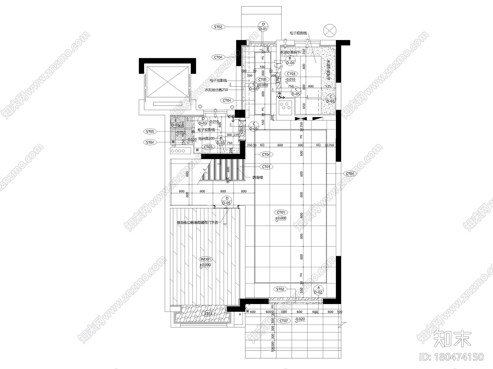 [上海]118㎡下叠二层三居家装样板间施工图施工图下载【ID:180474150】