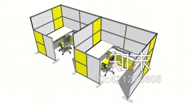 现代办公隔间与隔墙SU模型下载【ID:421276605】