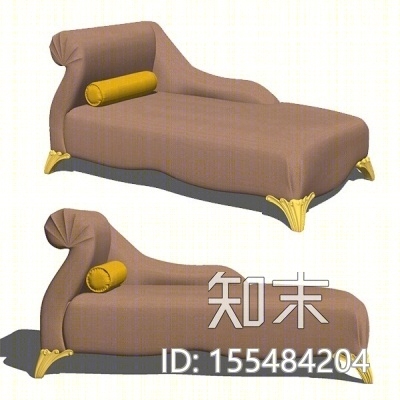 简欧布艺贵妃椅SU模型下载【ID:155484204】