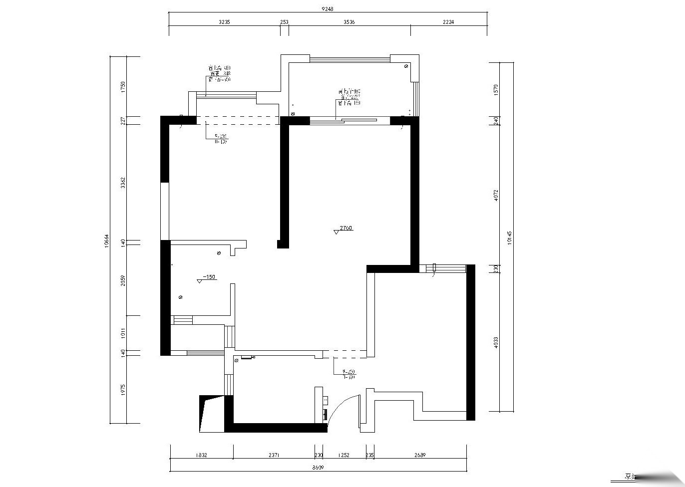 现代风格两居室住宅装修全套施工图+效果图施工图下载【ID:160386155】