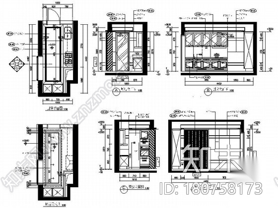 [湖南]国际广场精装样板房五居室内装修图cad施工图下载【ID:180758173】