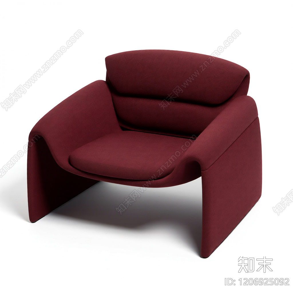 红色布艺单人椅3D模型下载【ID:1206925092】