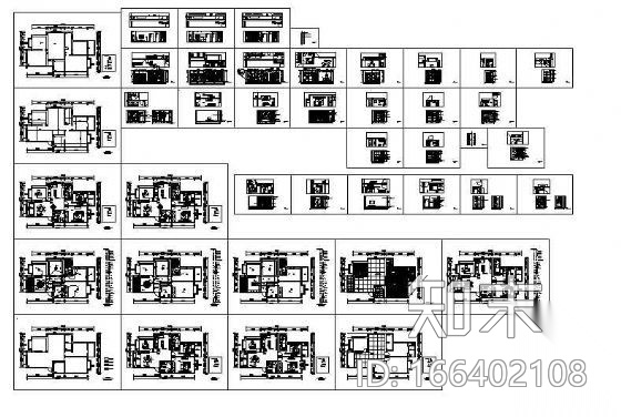 中高档三室两厅家装室内设计图cad施工图下载【ID:166402108】