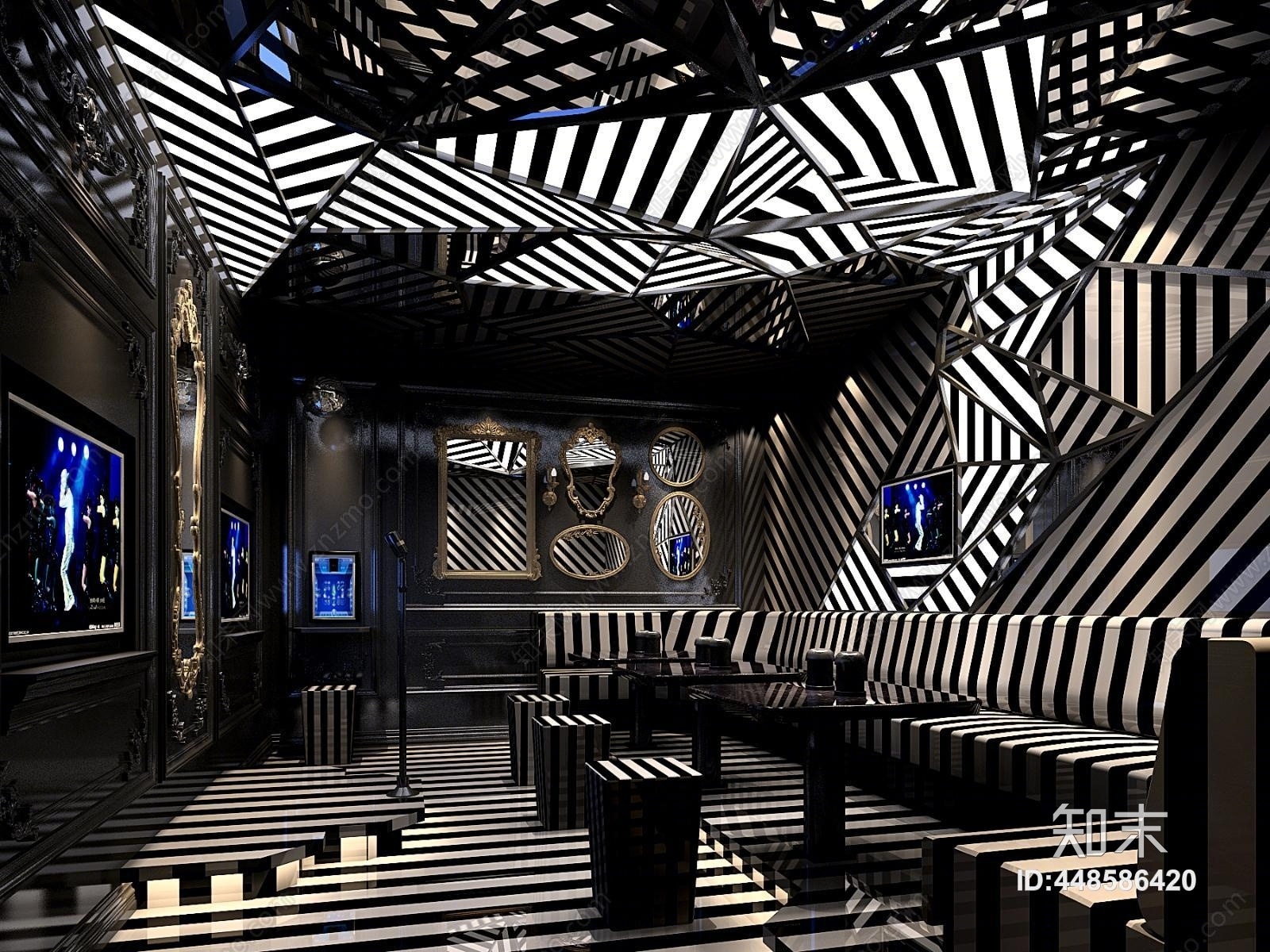 工业风KTV音乐餐厅3D模型下载【ID:448586420】