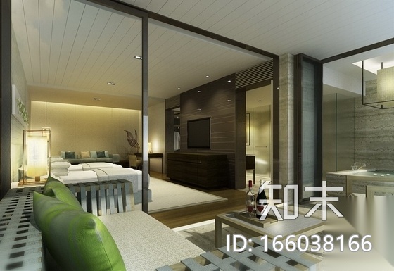 [海南]超五星级豪华酒店客房施工图（含效果）cad施工图下载【ID:166038166】
