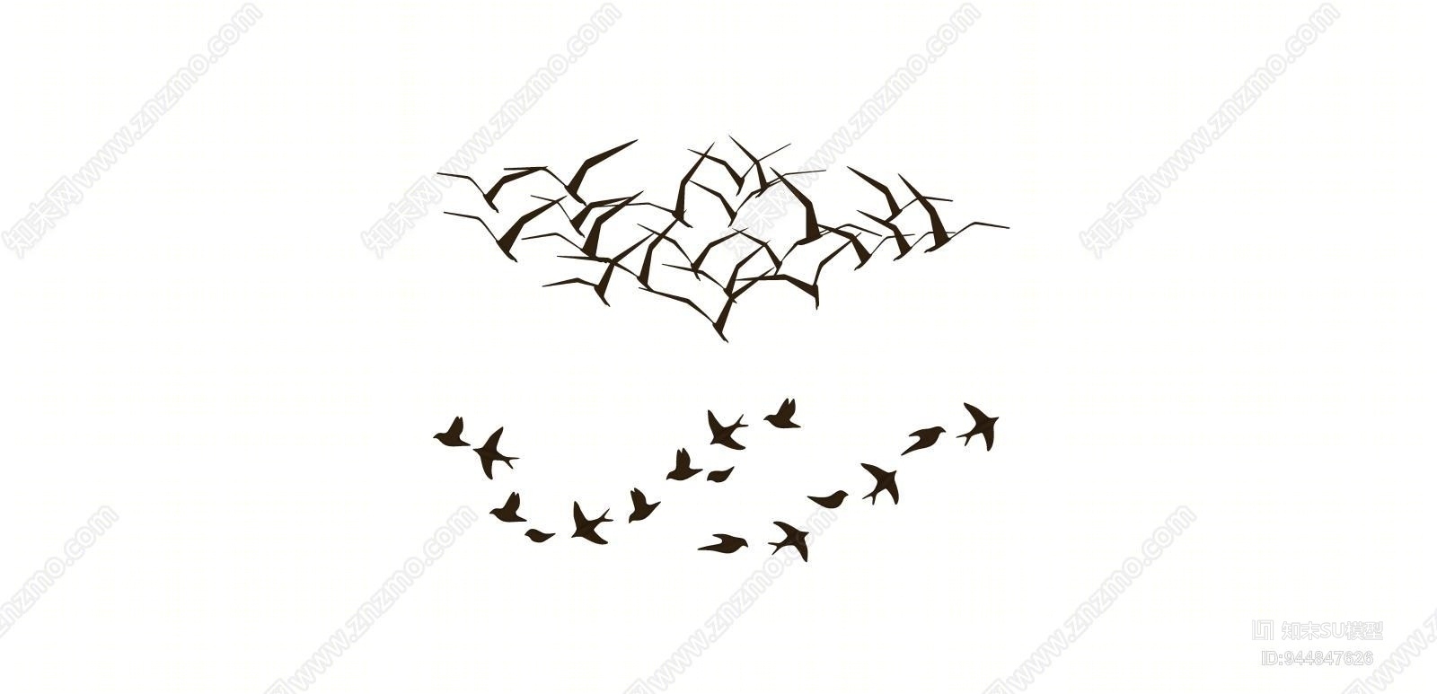 北欧风格飞鸟墙面挂件组合SU模型下载【ID:944847626】