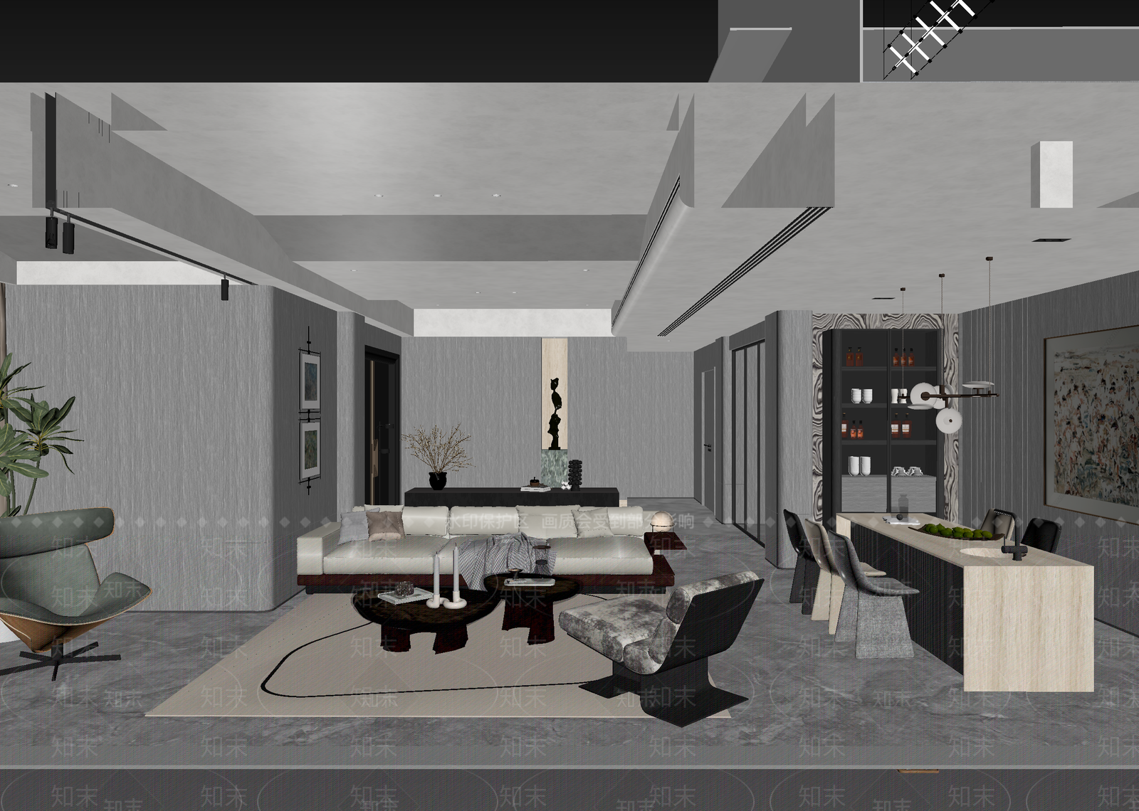 轻奢客餐厅3D模型下载【ID:1215163432】